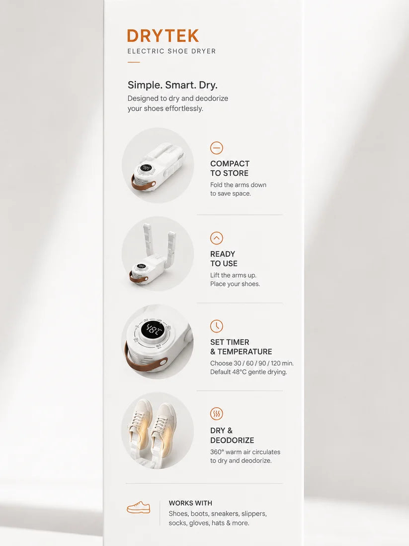 DRYTEK Pro™ – Foldable Shoe & Boot Dryer with Deodorizer
